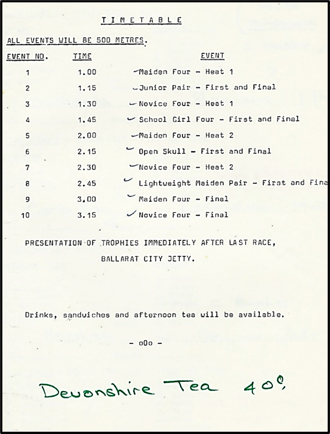 timetable in program